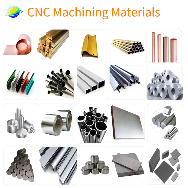 Metal material blocks — aluminum, stainless steel, titanium, brass ready for CNC machining