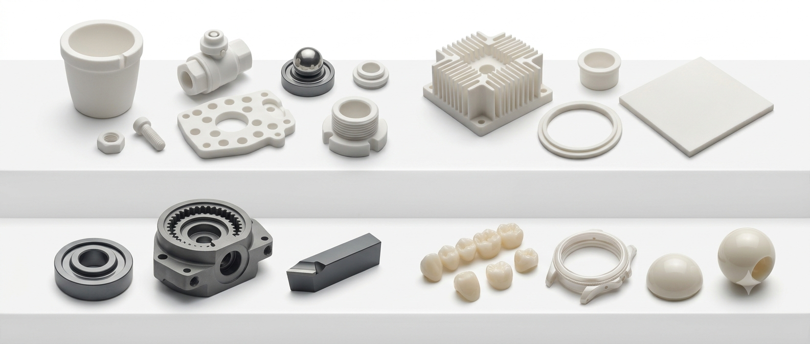 Advanced ceramic material samples: alumina, boron nitride, silicon nitride and zirconia