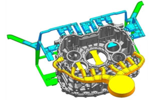 Multi-slide die cast connector housing — net-shape undercut features