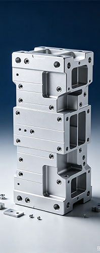 5-axis machined aluminum 7075 housing with patterned hole positions and a flat mounting face