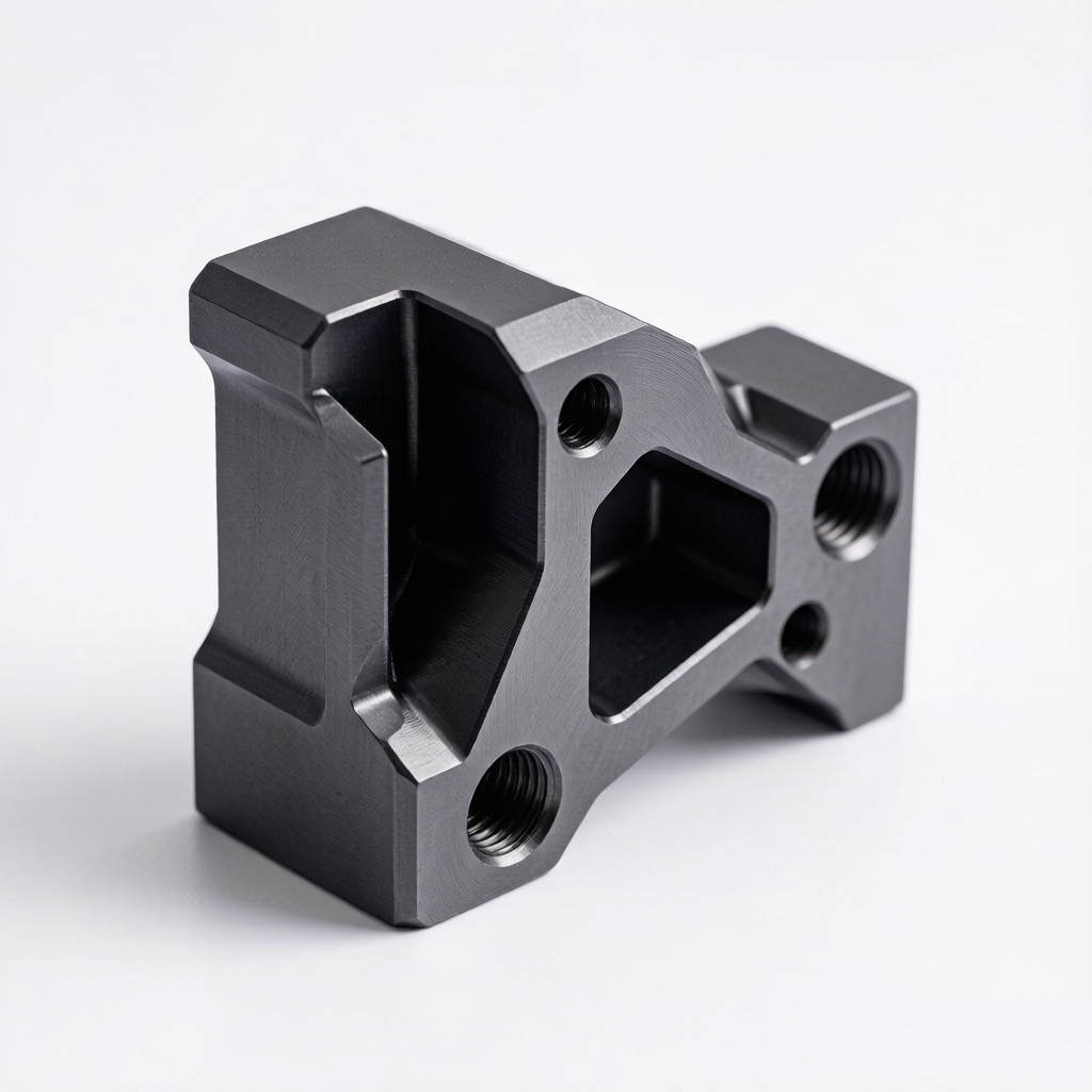 CNC machined aerospace structural bracket in aluminum 7075 with hard anodized finish