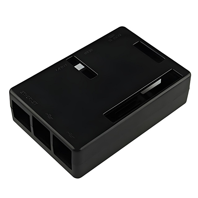 Injection-molded ABS enclosure part produced by injection molding — mold cavity, bosses and holes