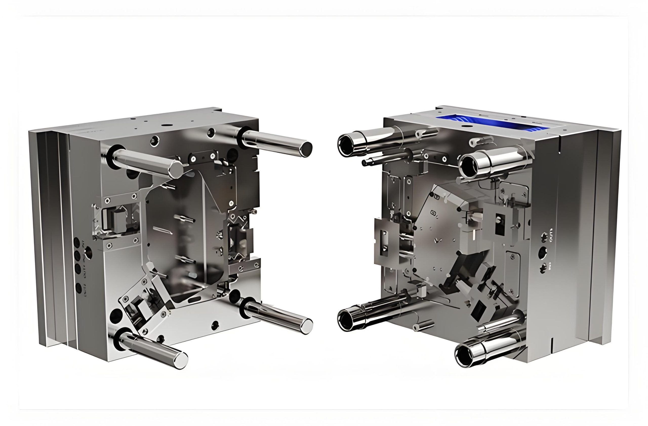 Injection mold built for ABS molding — cavity, core and cooling channels