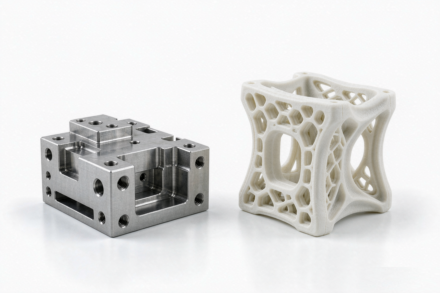 CNC machined part versus 3D printed part