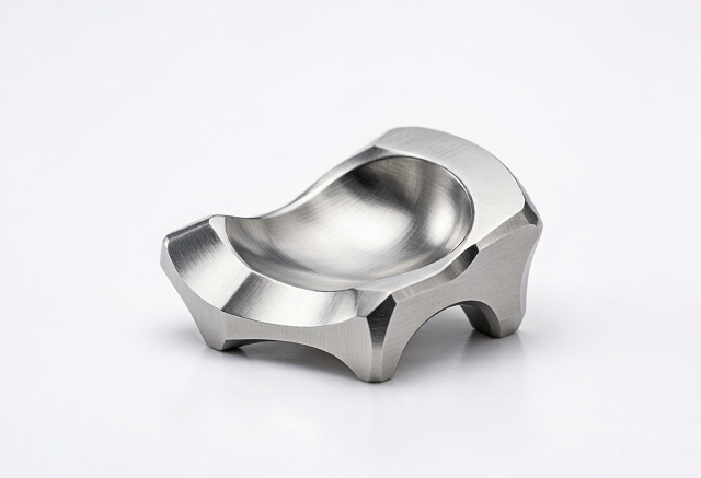 Titanium orthopedic implant component with complex curved machined surfaces