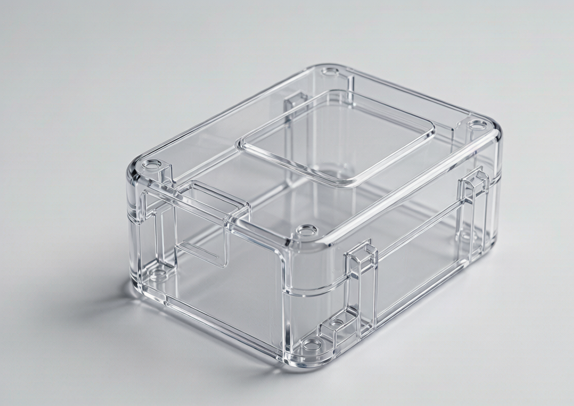 Transparent polycarbonate electronic housing prototype for assembly validation