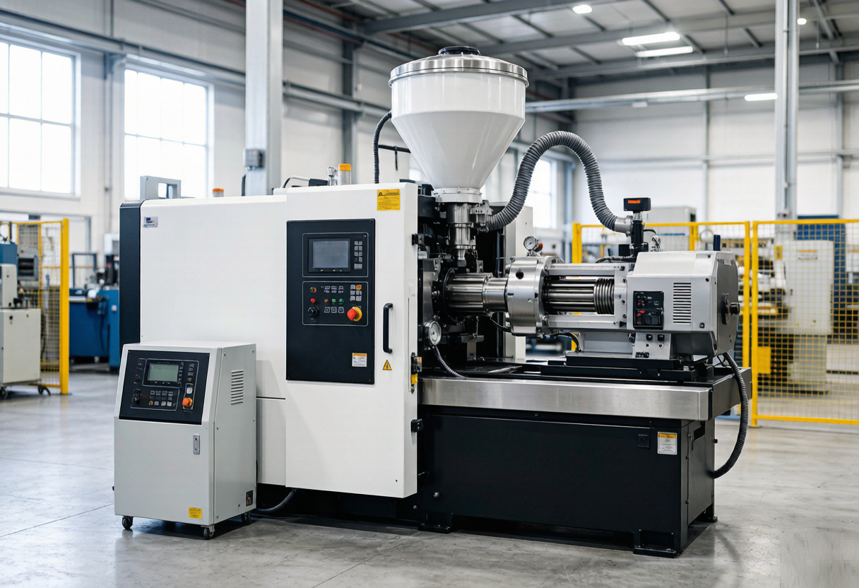 High-temperature injection molding machine with mold-temperature controller for engineering plastics