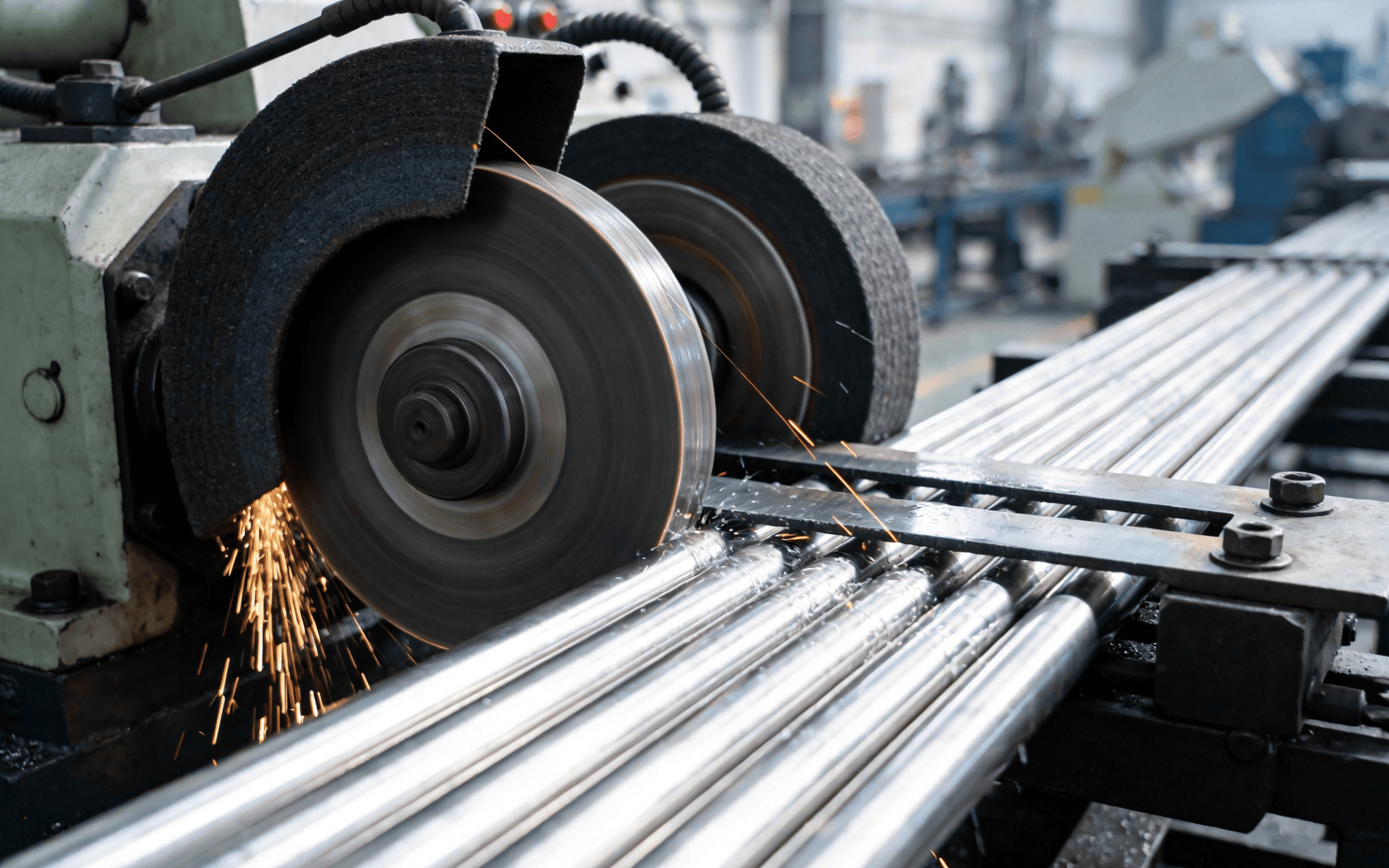 Centerless grinding round bars continuously