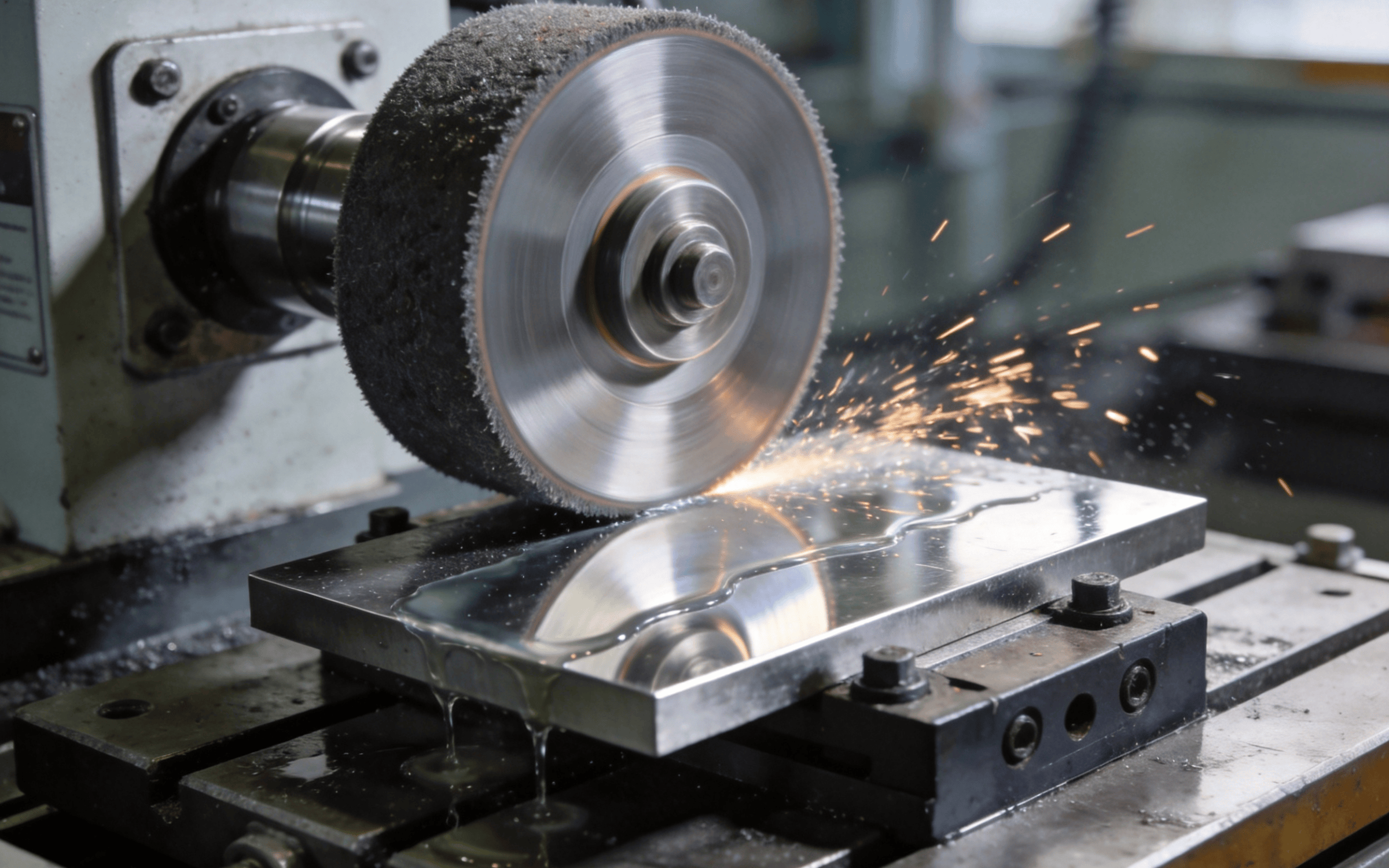 Surface grinding a precision flat plate