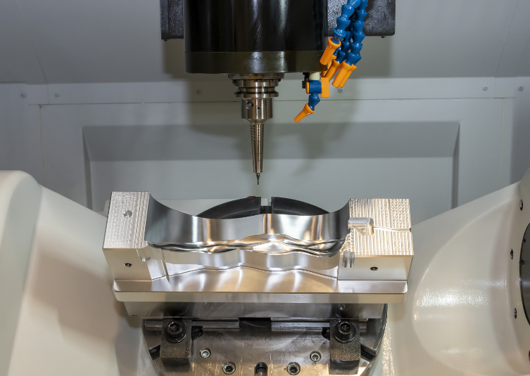 CNC machining a 316L stainless steel bracket with coolant