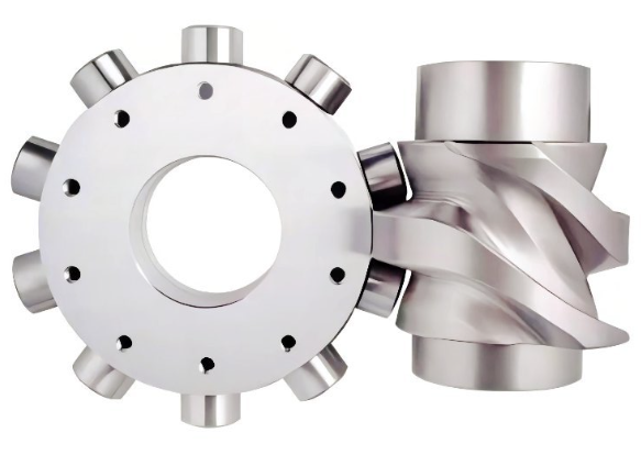 Machined steel radial cam disc with contoured profile
