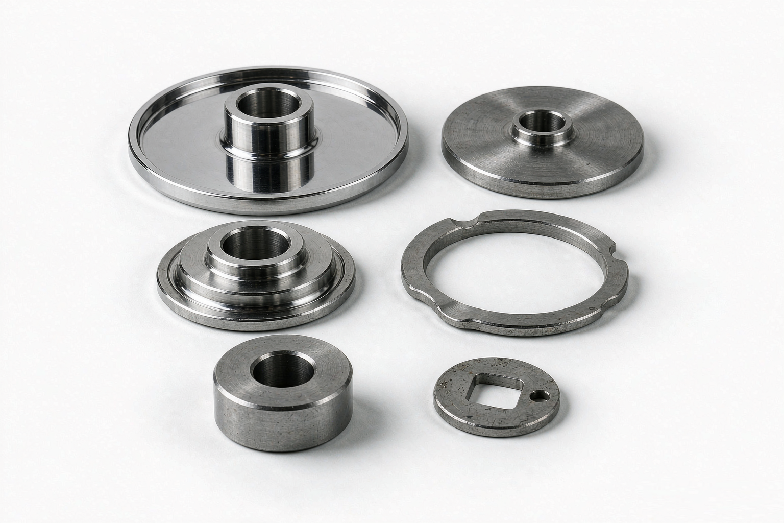 Assortment of custom machined cam discs and roller follower components