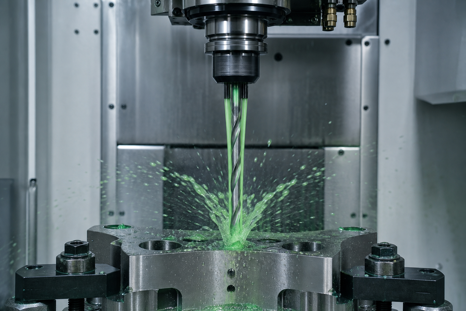 High-pressure through-tool coolant system for titanium machining