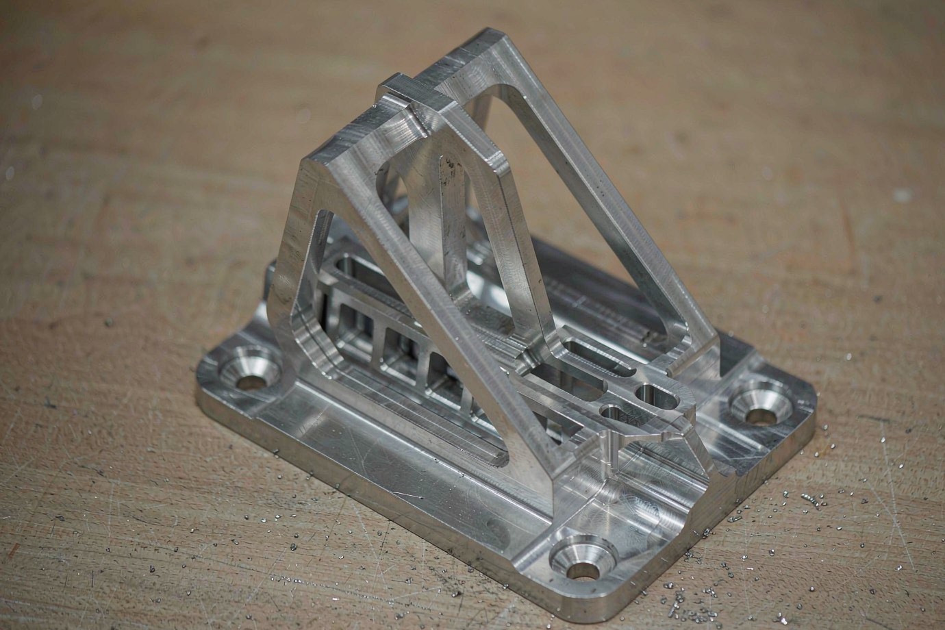Thin-walled CNC machined aluminium bracket showing supported wall sections
