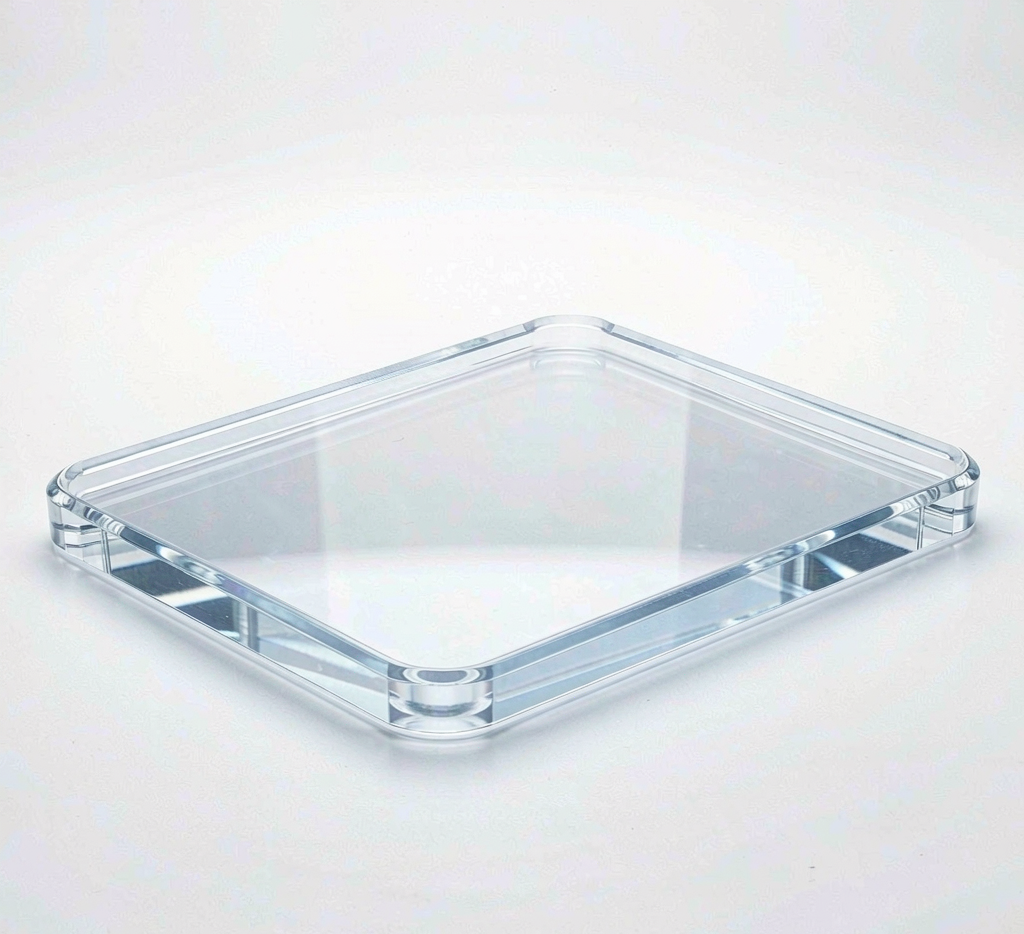 CNC machined transparent polycarbonate cover with clear optical surfaces