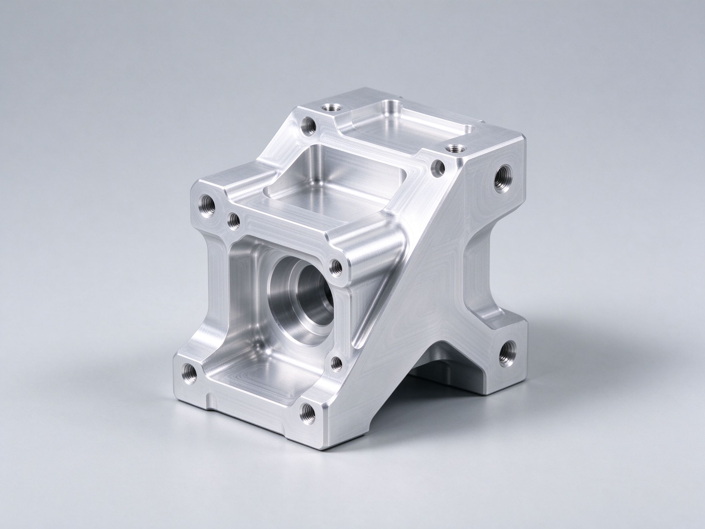3/4/5-axis CNC machined aluminum prototype housing, machined pockets and angled mounting interfaces