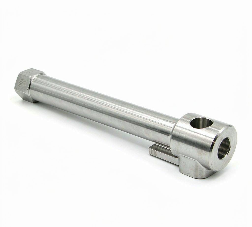 304 stainless steel round bar and a small turned component sample
