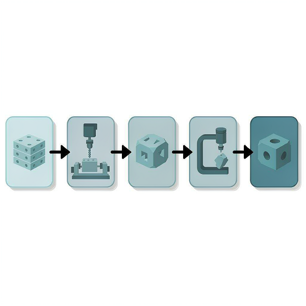 Flow chart showing the combined manufacturing route from raw material through milling heat treatment grinding to finished part