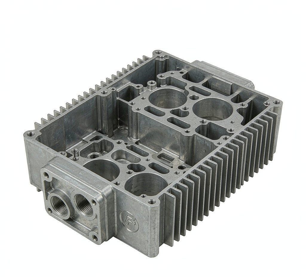 CNC machined aluminum electronics enclosure with milled pockets
