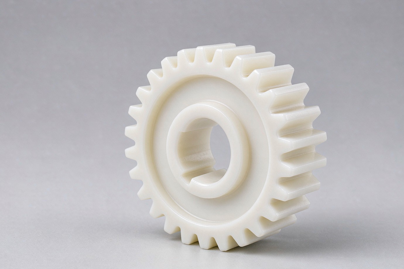 White acetal POM precision injection molded gear with a smooth moulded surface