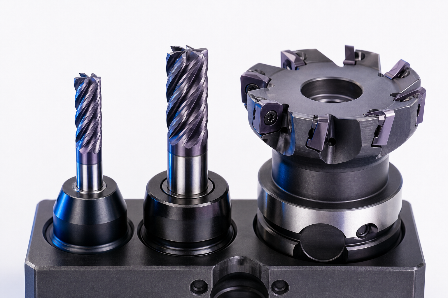 Carbide end mills in different diameters for titanium machining
