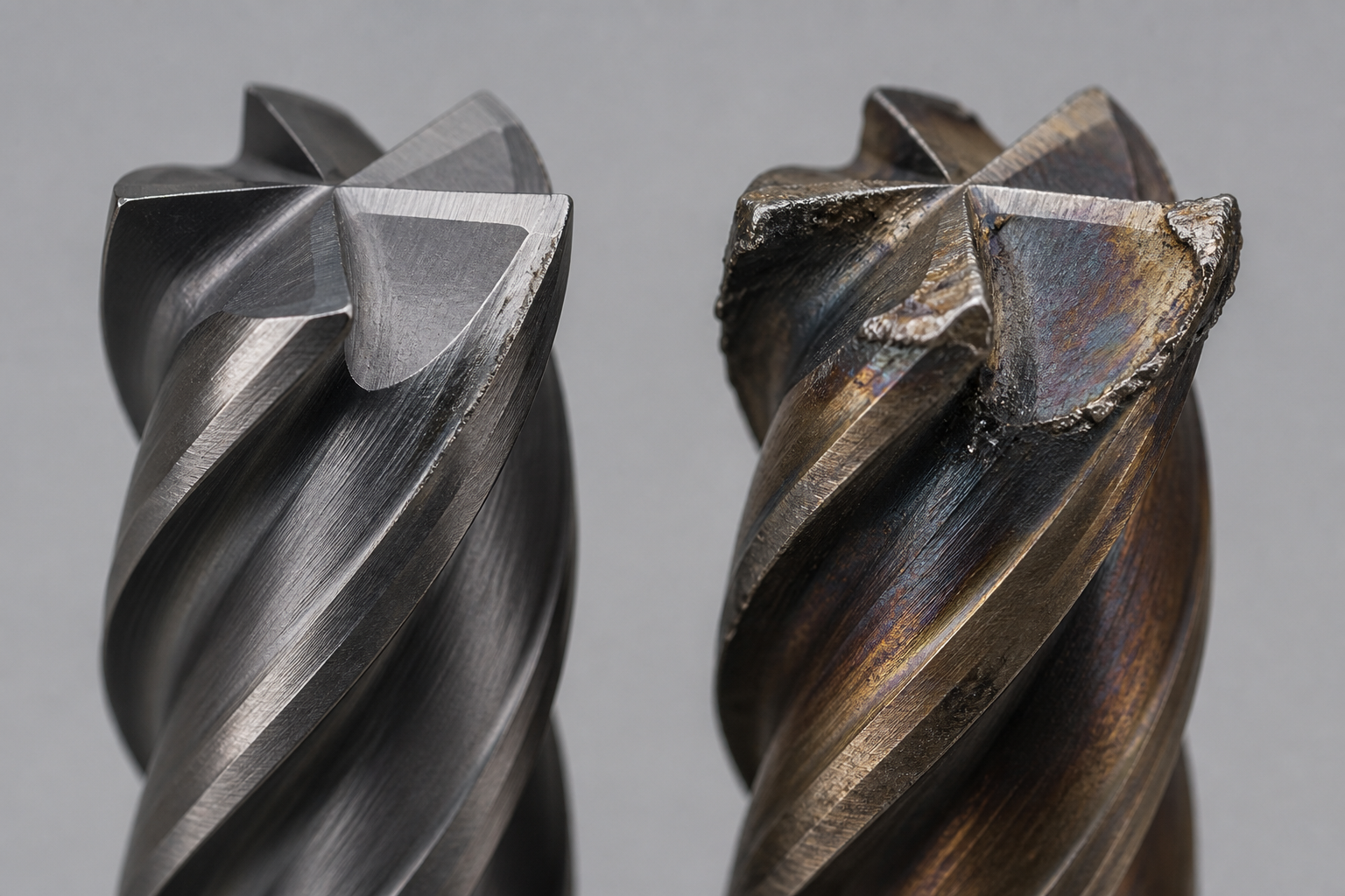 Normal vs excessive carbide tool wear after titanium machining
