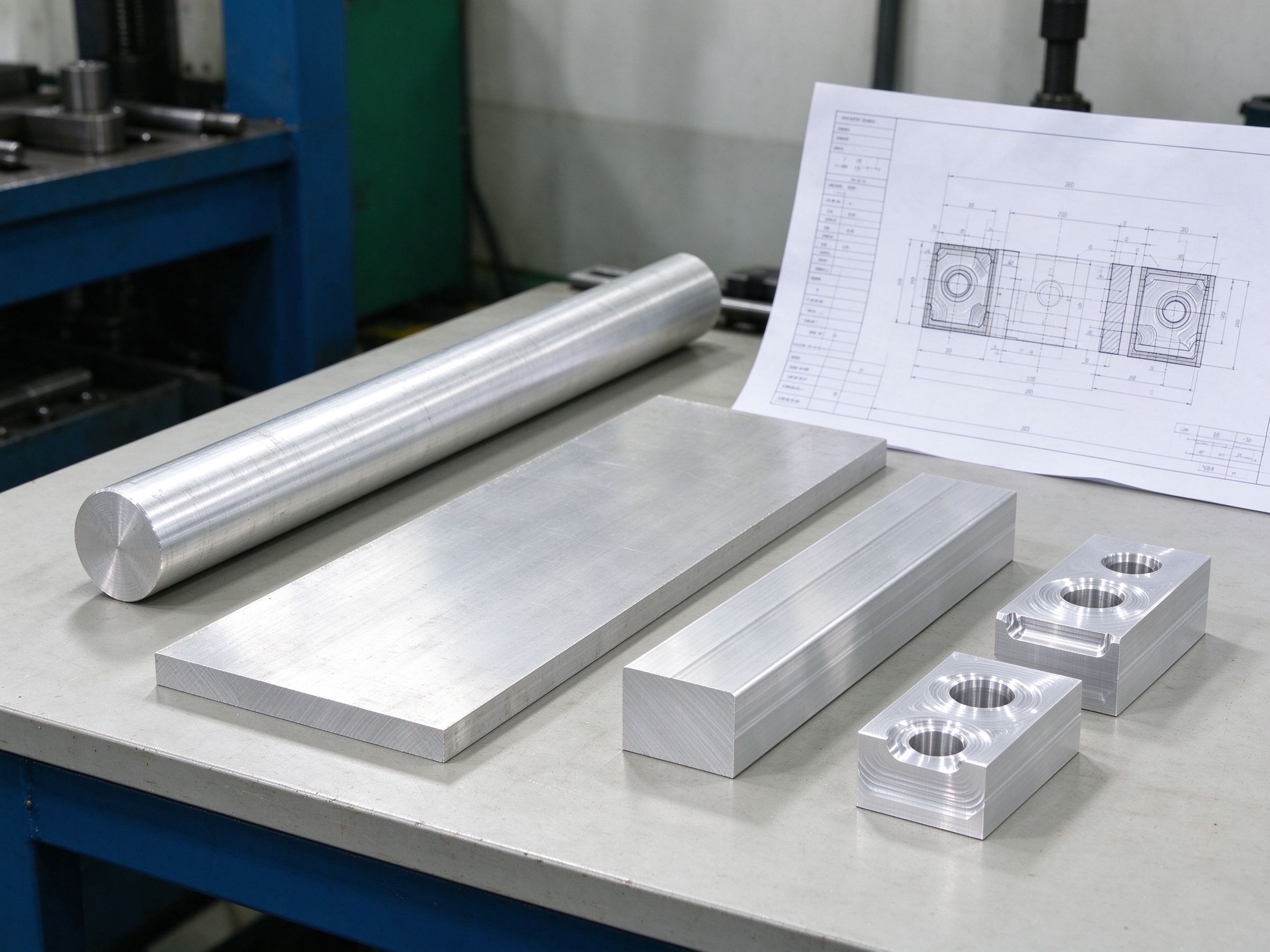 Aluminium stock forms and machined aluminium parts
