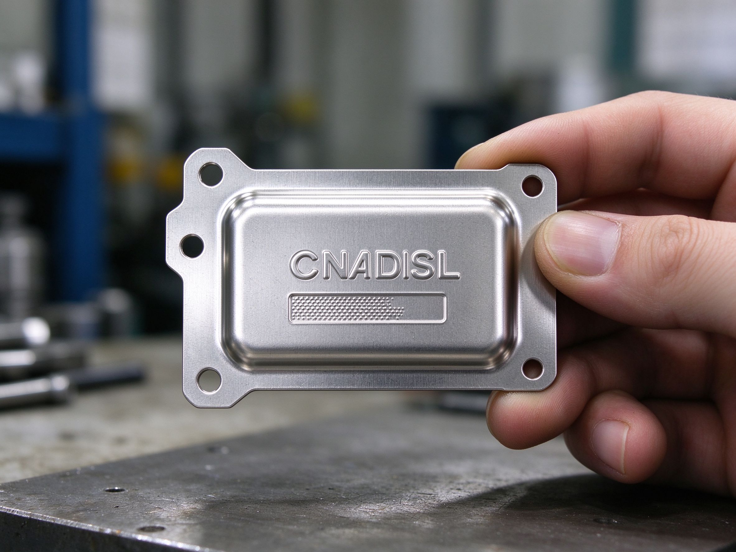 Coined metal part with pressed markings and texture