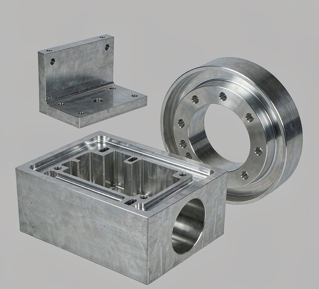 CNC-machined aluminum die-cast housings and covers in natural and anodized finishes