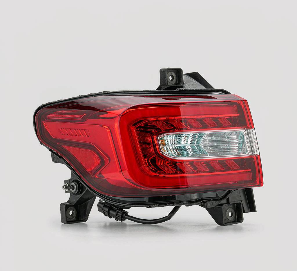 Custom LED automotive tail light assembly with red and clear lens