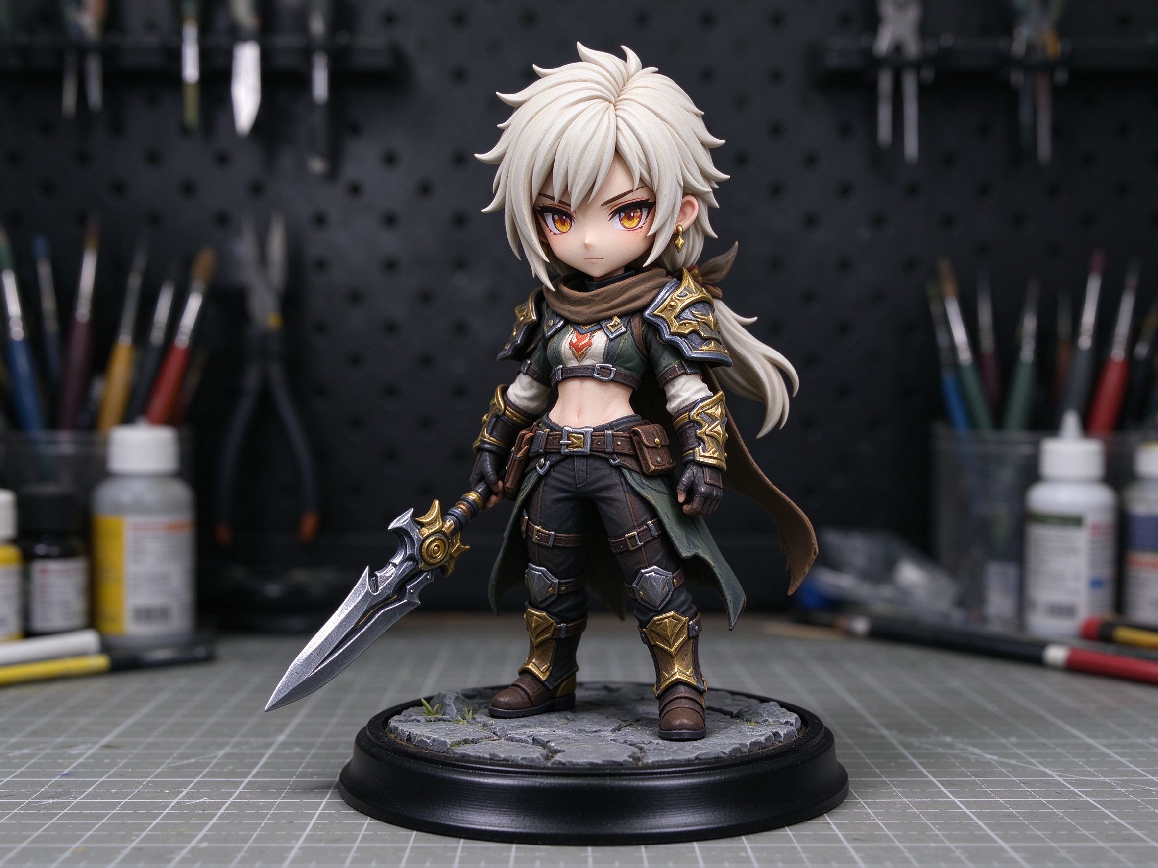 Painted custom collectible figure on a display base