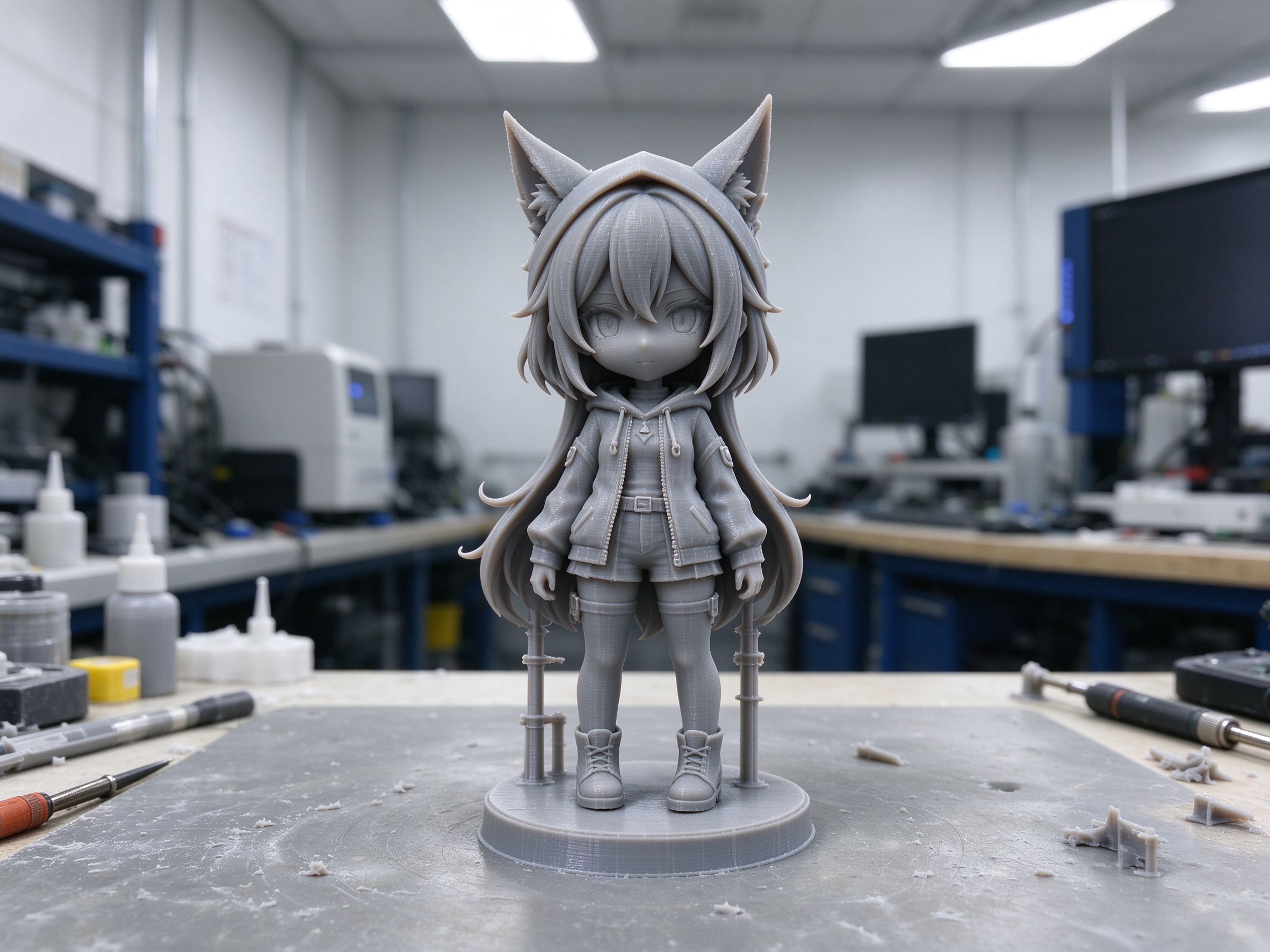 Unpainted resin 3D printed character prototype