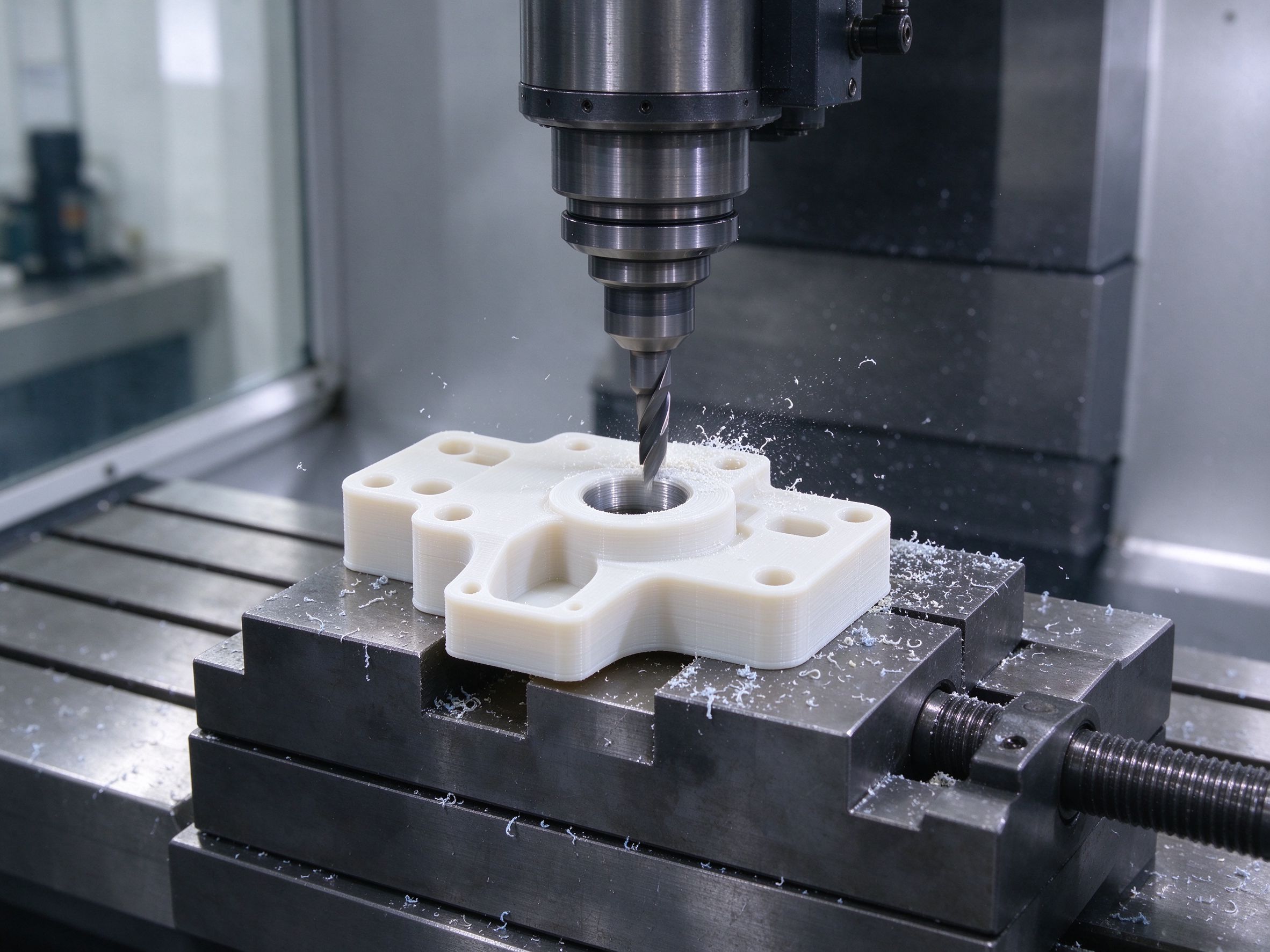 CNC finishing a 3D printed polymer component