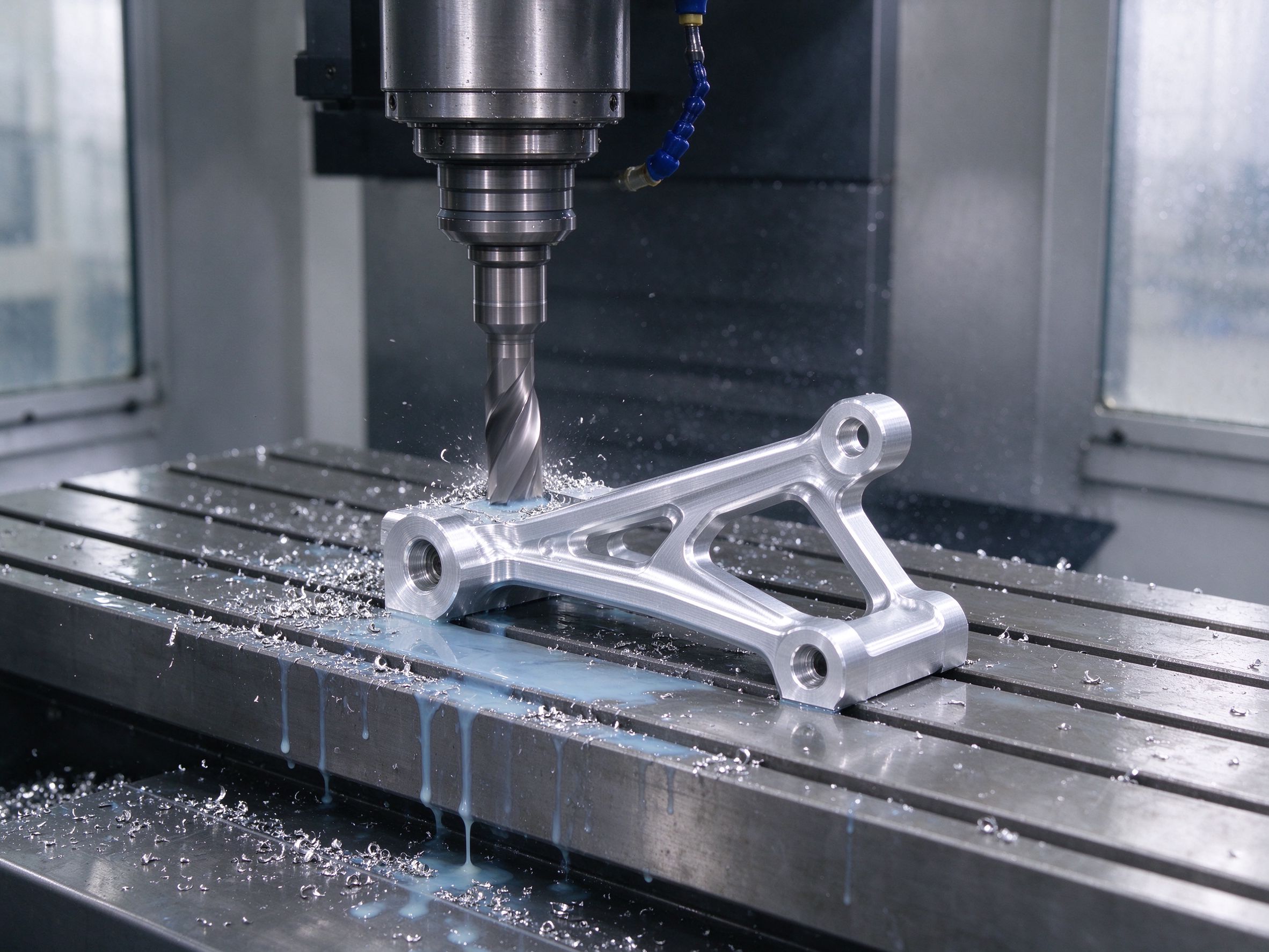 CNC machining an aluminum motorcycle bracket