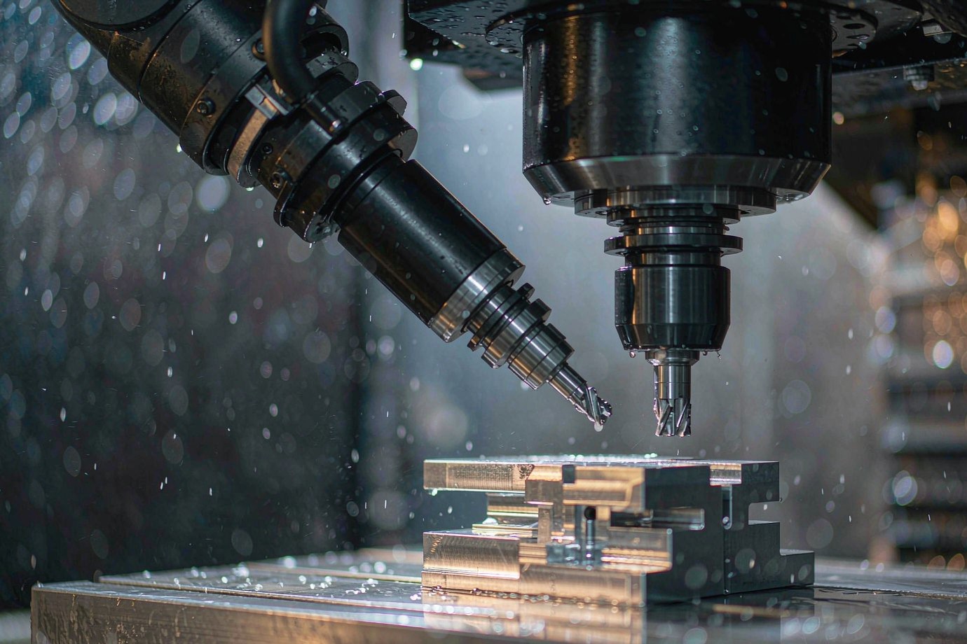 Illustrative: a 5-axis CNC machining center at work