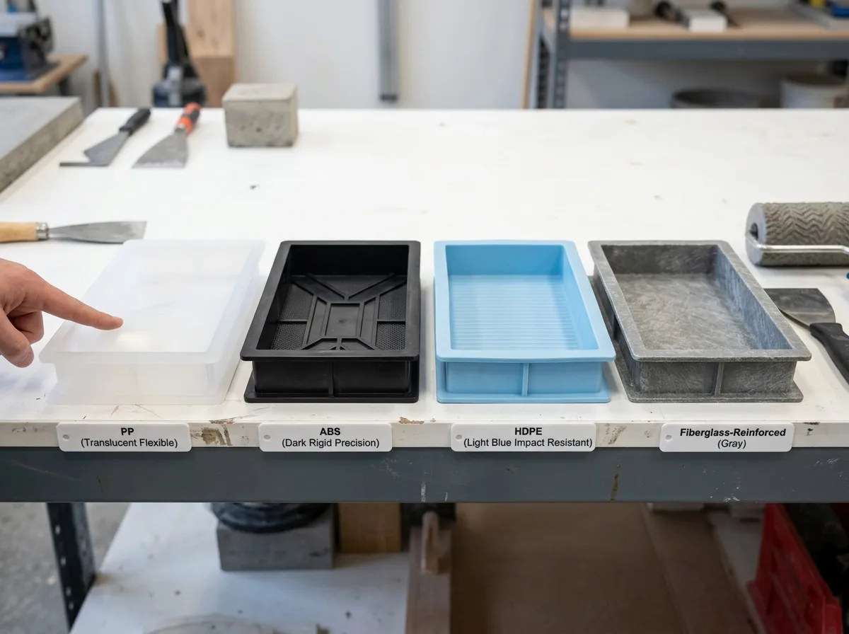 Comparison of PP ABS HDPE and fiberglass-reinforced plastic mold materials for concrete products