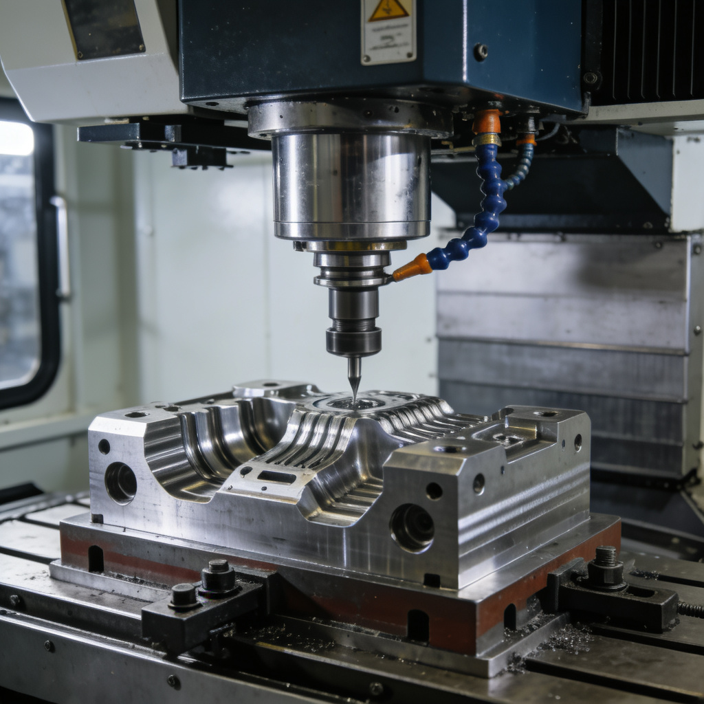 5 axis CNC machining center working on complex part