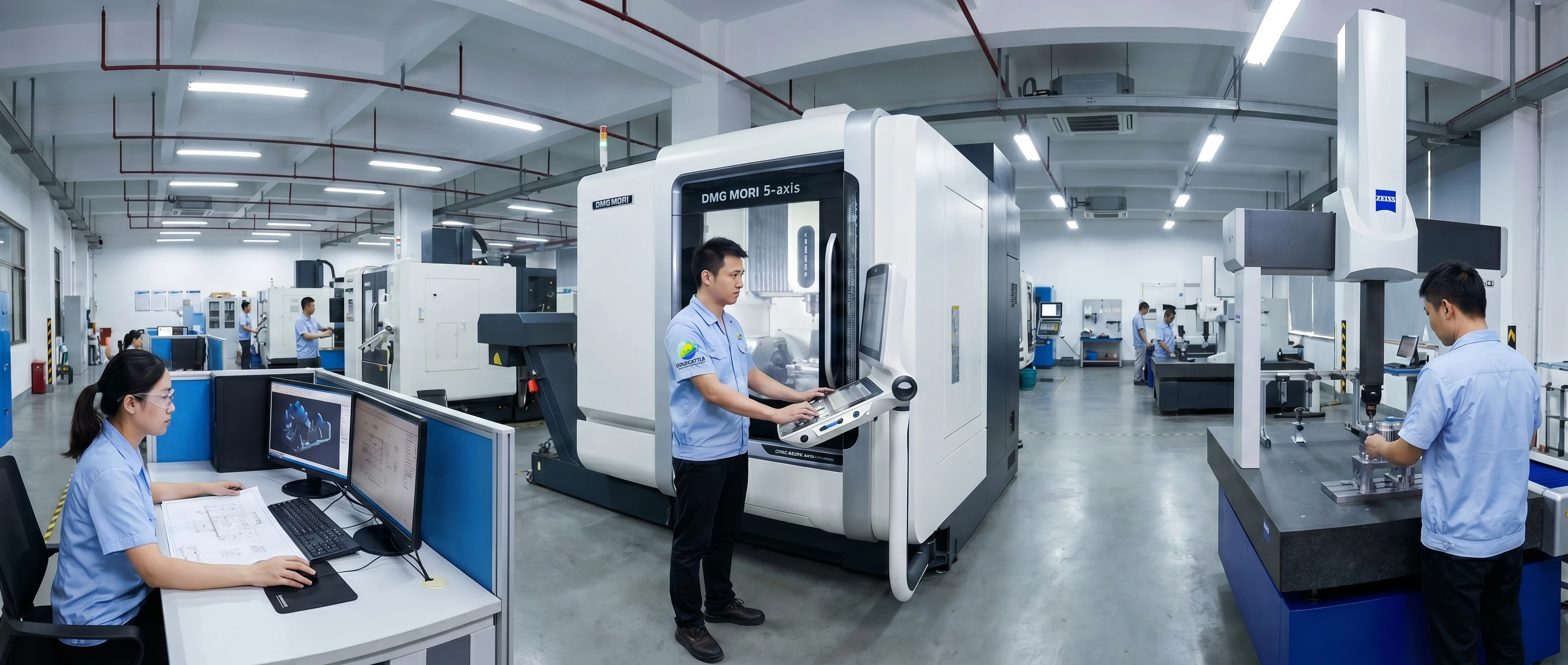 Complete CNC milling workflow from CAD design through CAM programming, machining and quality inspection in modern manufacturing workshop