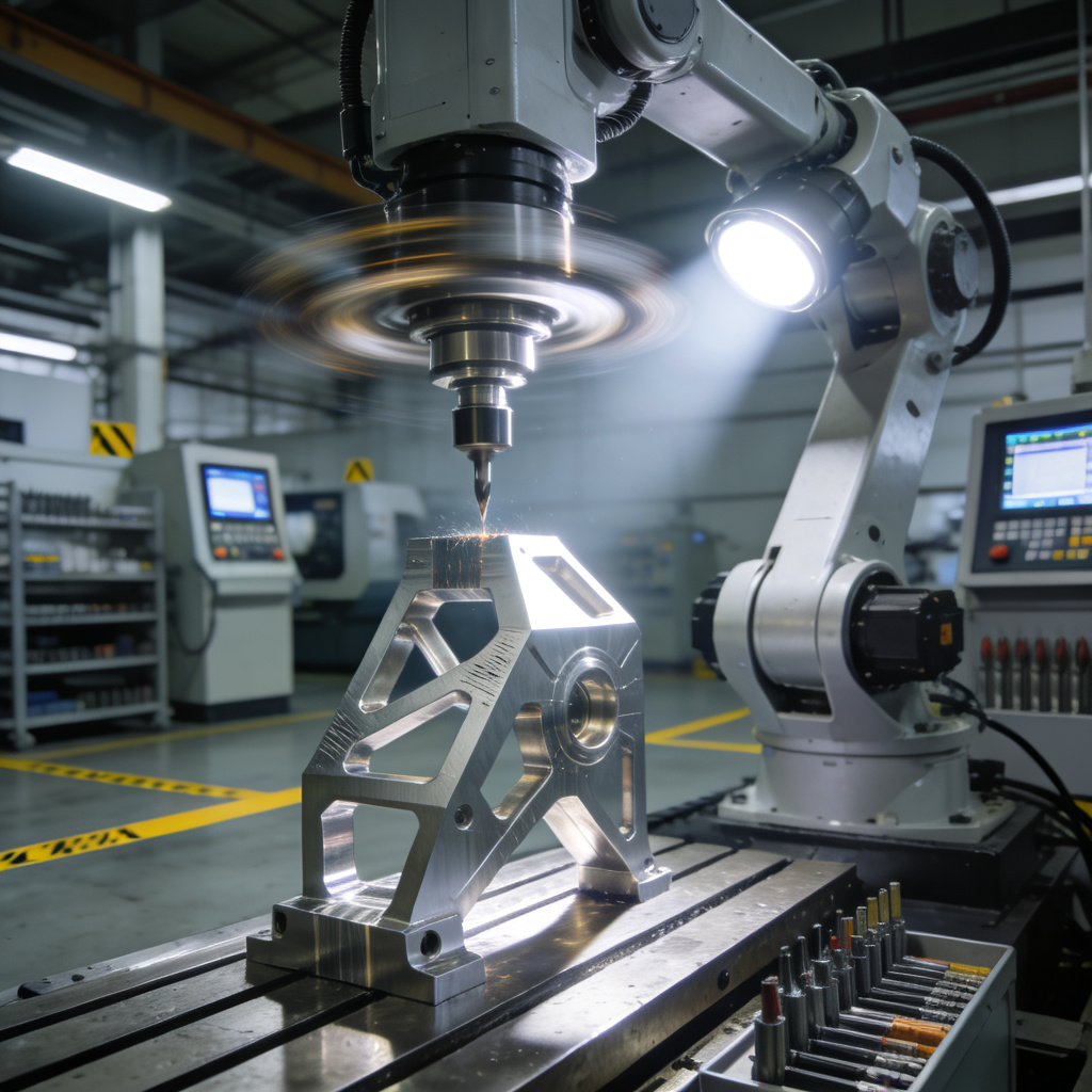 5-axis CNC machining robotic arm component