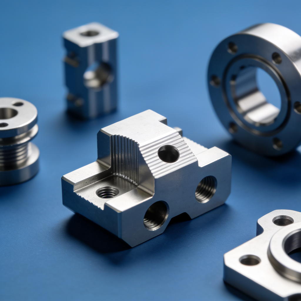 Examples of finished custom CNC machined parts for aerospace and automotive applications
