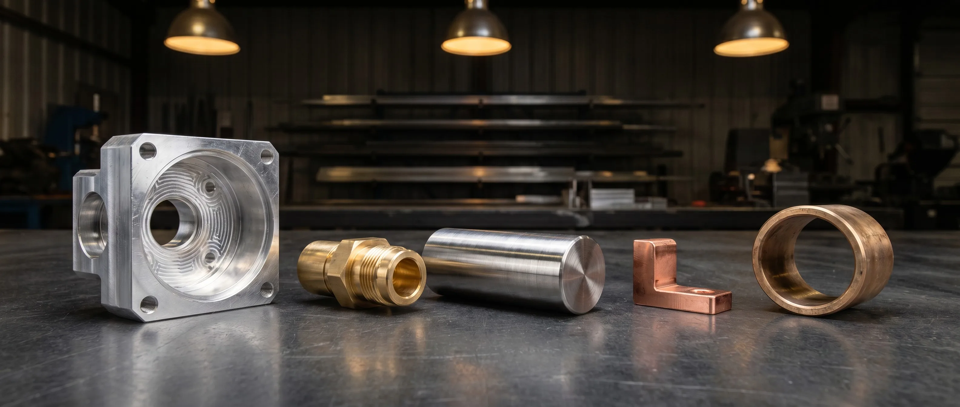 Custom CNC machined metal parts in aluminum, brass, stainless steel, copper and bronze
