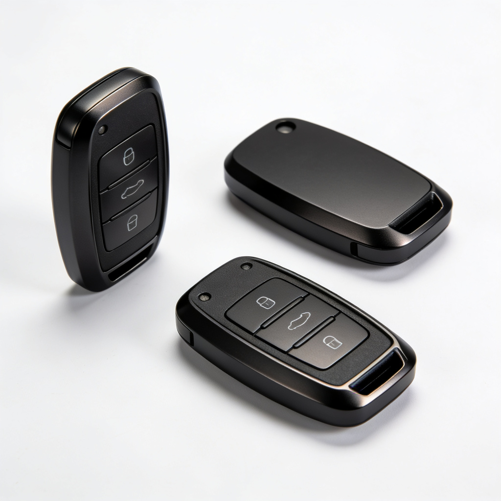 Aluminum alloy car key fob with anodized black finish