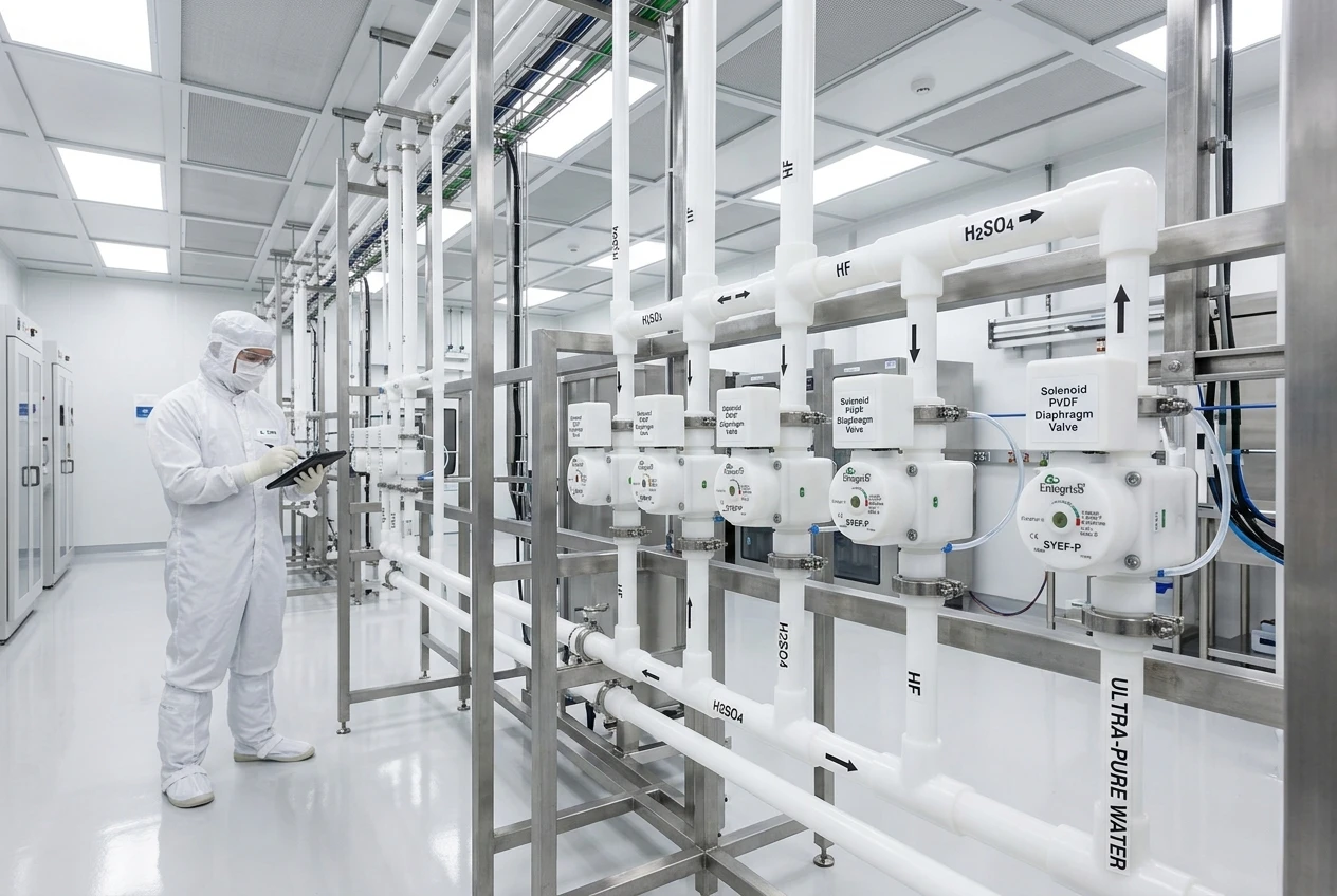 High purity PVDF valve in semiconductor cleanroom