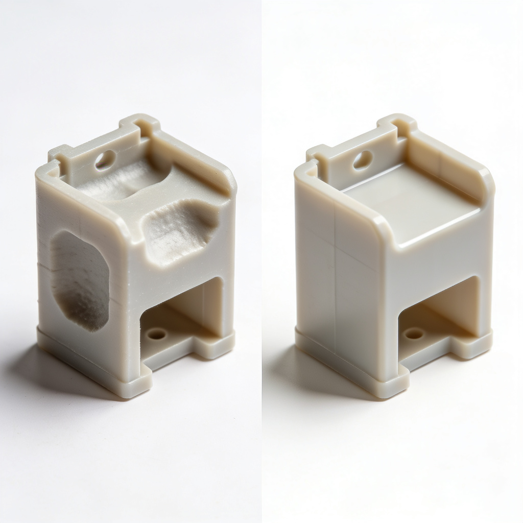 Sink mark before and after comparison