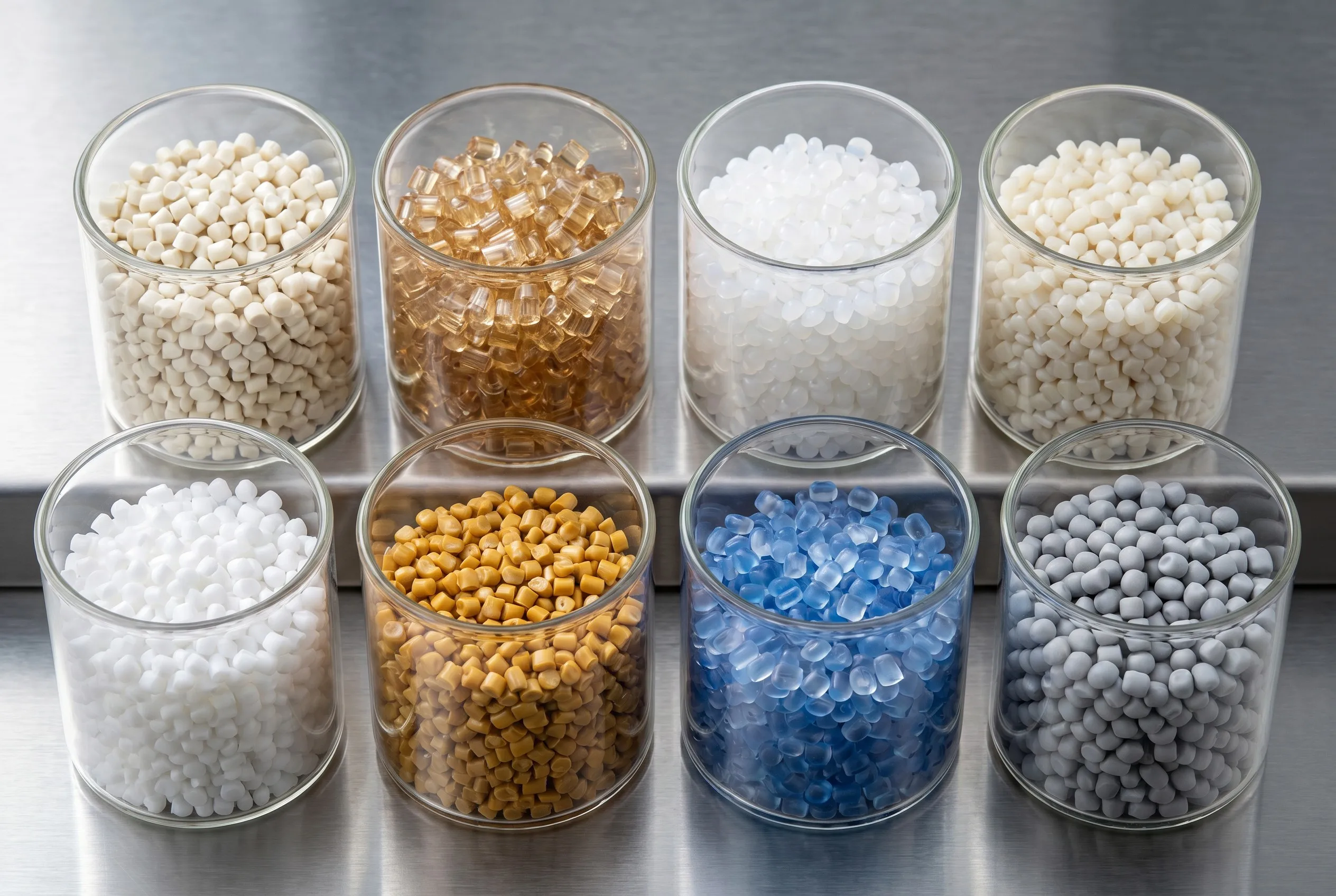 Raw plastic resin pellets for injection molding materials selection