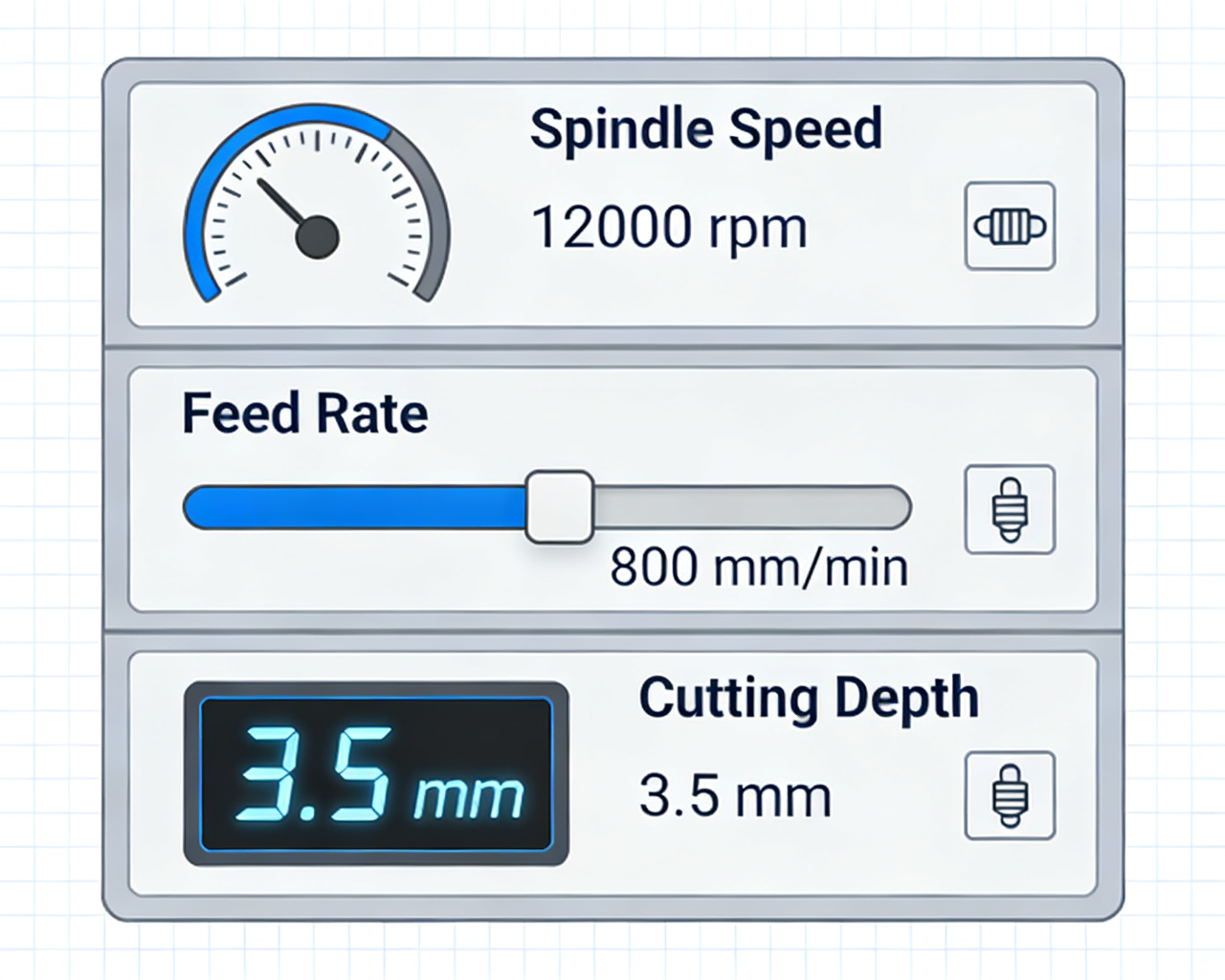 CNC Processing Parameters Control Panel