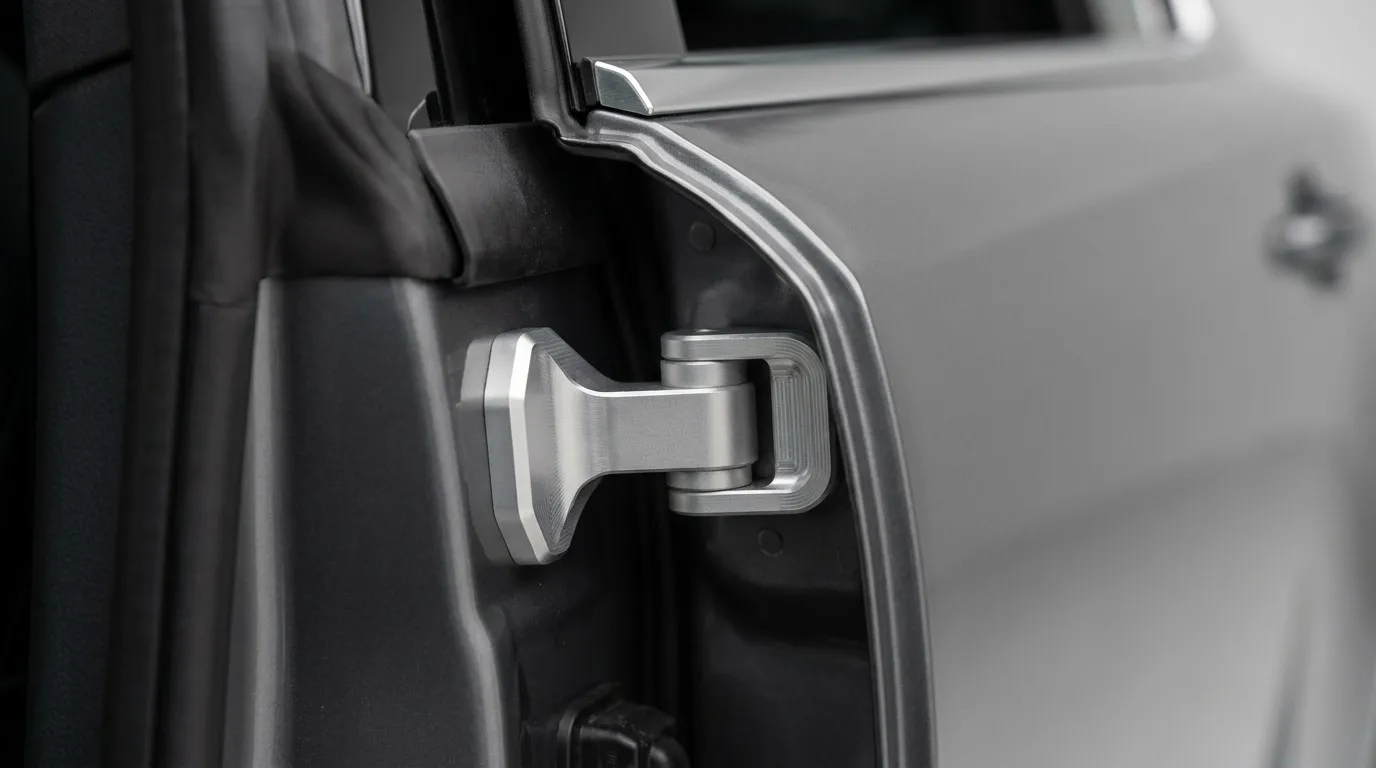 automotive door hinge installed in vehicle door jamb connection structural component