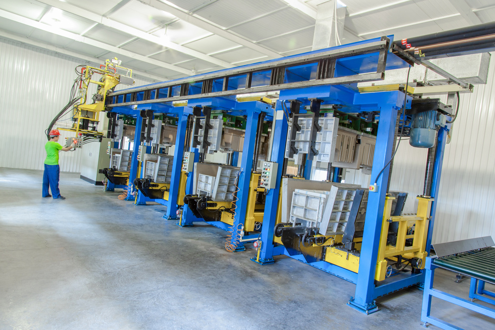 Plastic molding production line in factory