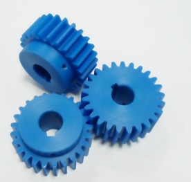 Blue nylon gears showing precision machining