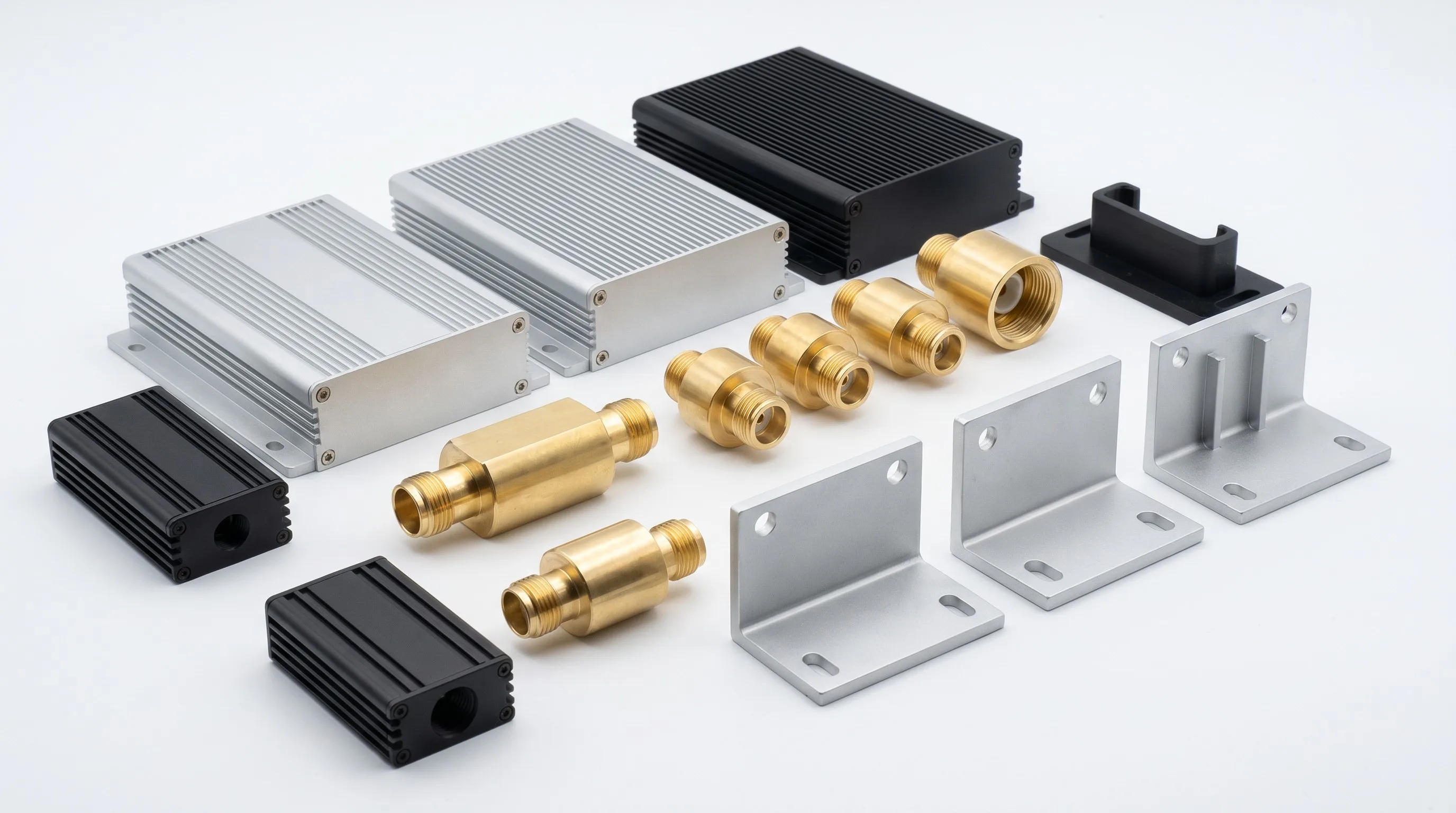 Aluminum CNC electronic equipment enclosures brass conductive connectors